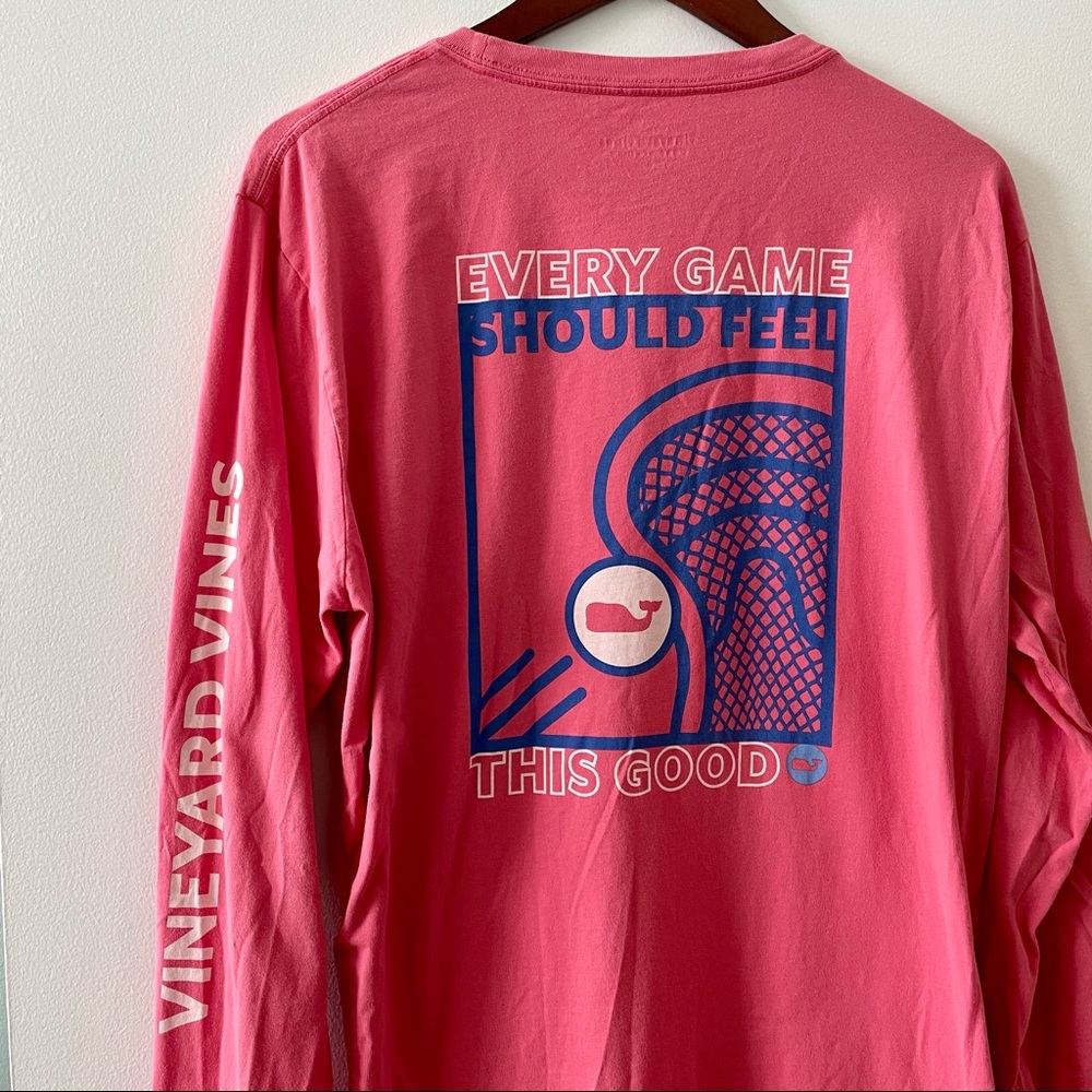 Vineyard Vines pink lacrosse longsleeved tee shirt